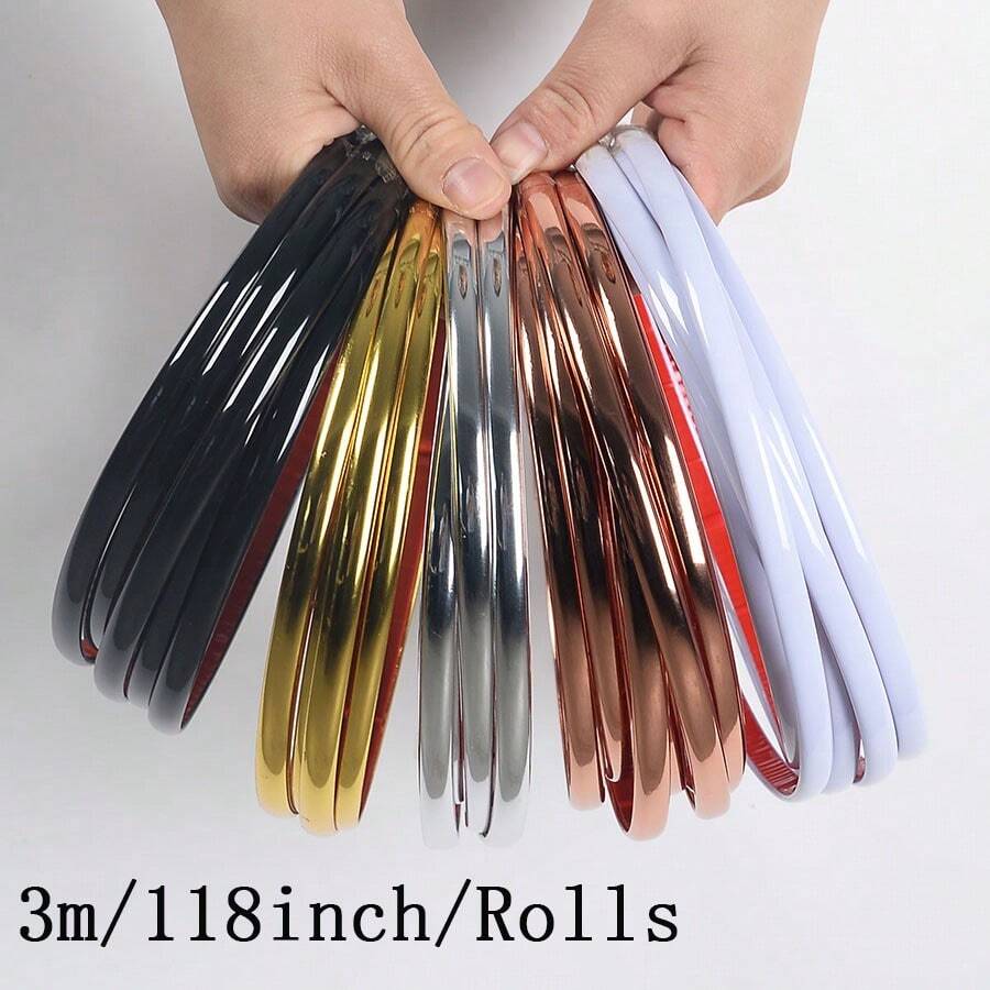 3M/Roll PVC Self-Adhesive Decorative Strip With Metallic Texture, Wall/Door/Furniture Edging, Protective Trims, Dirt-Proof Crack Covers
