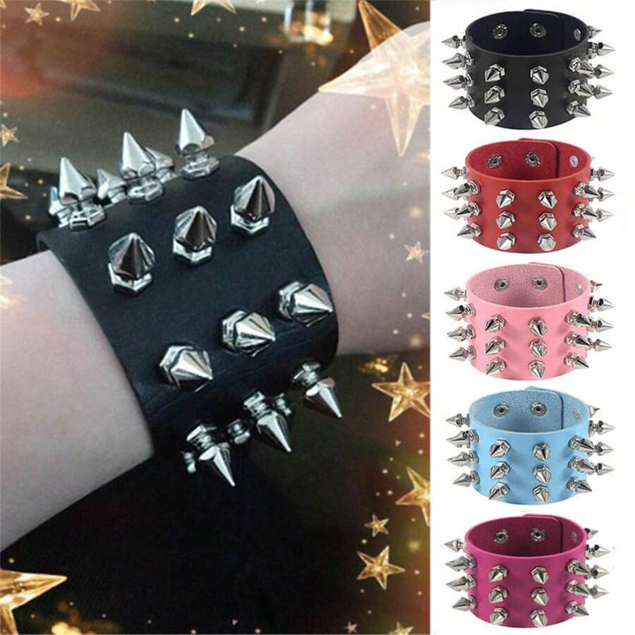 Punk Stuff Spiked Bracelet Wrist Cuffs Studded Leather Bracelet Wristbands Goth Bangle Fashion Jewelry