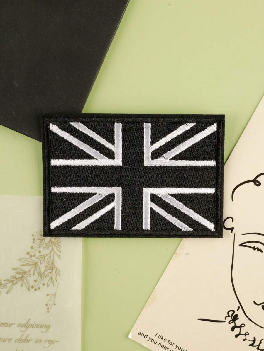 1 szt. Czarno-biały emblemat flagi narodowej DIY naszywka z tkaniny, nowoczesny prosty styl poliestrowa naszywka do prasowania/naszycia na odzież, torby, buty, czapki, wystrój domu
