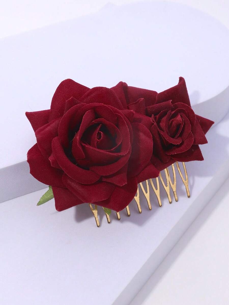 Flower Decor Hair Pin Boho Perfect Gift For Friends For Daily Use Valentine's Day Hair Combs Combs For Hair Side Comb