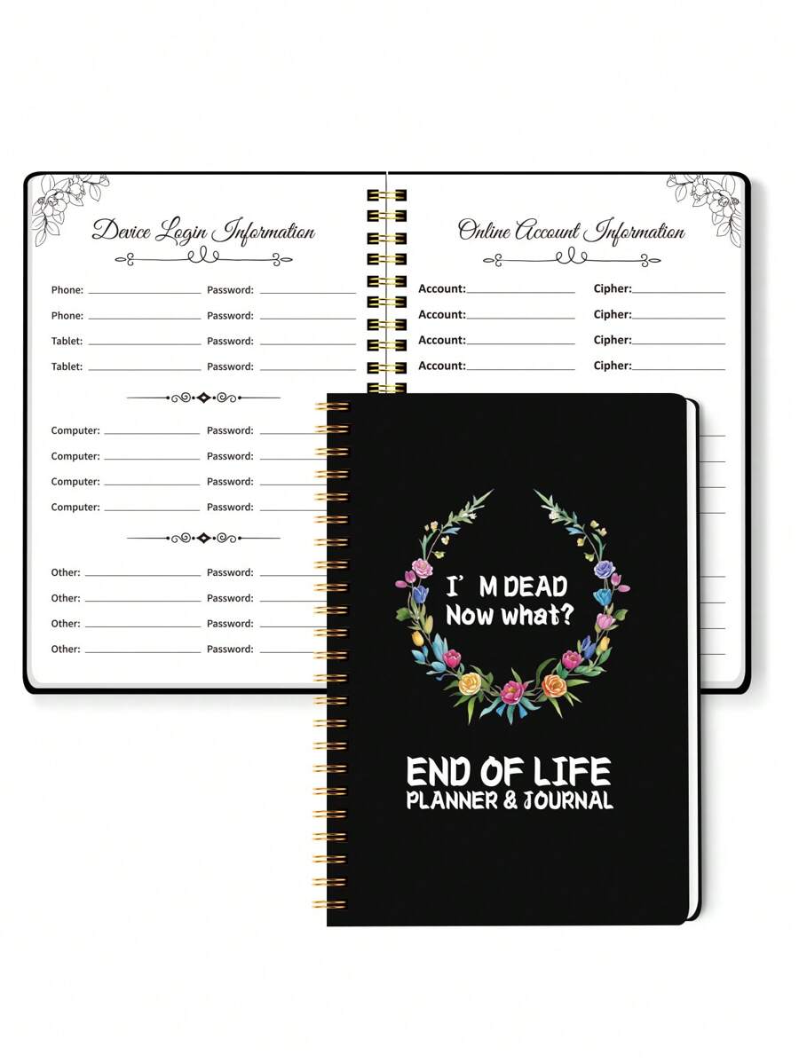 Plan de vida previo - Organizador de funeral de 5.7x8.1 pulgadas con carta a seres queridos, guía de cuidados y página de deseos, sección de documentos importantes