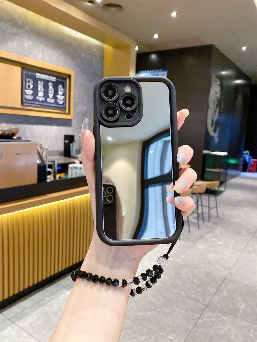 1pc Screen Mesh Design Mirror/Bracelet Style Phone Case Compatible With Iphone-Galaxy-Infinix-Redmi