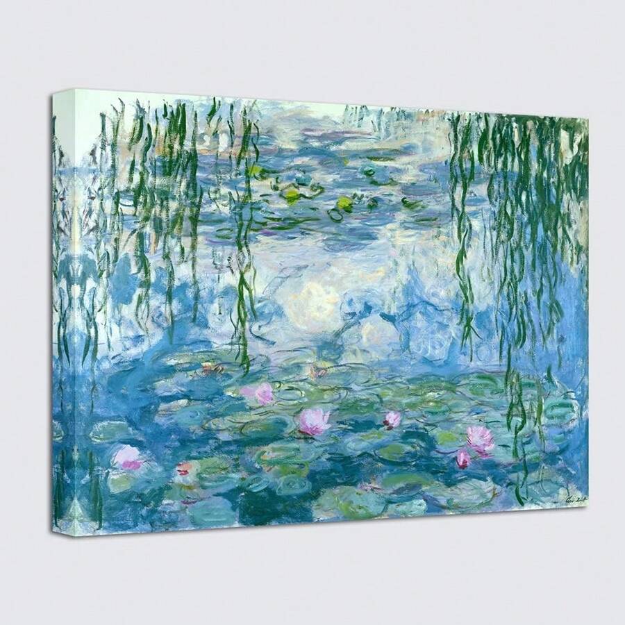 1PC With Frame Water Lily Flowers Canvas Painting Prints Wall Art Claude Monet Famous Oil Painting Flowers Reproduction Poster For Kitchen Bedroom Bathroom Home Decor Suitable For Living Room, Bedroom, Kitchen, Office, Hotel, Restaurant, Office, Bathroom, Bar, Etc