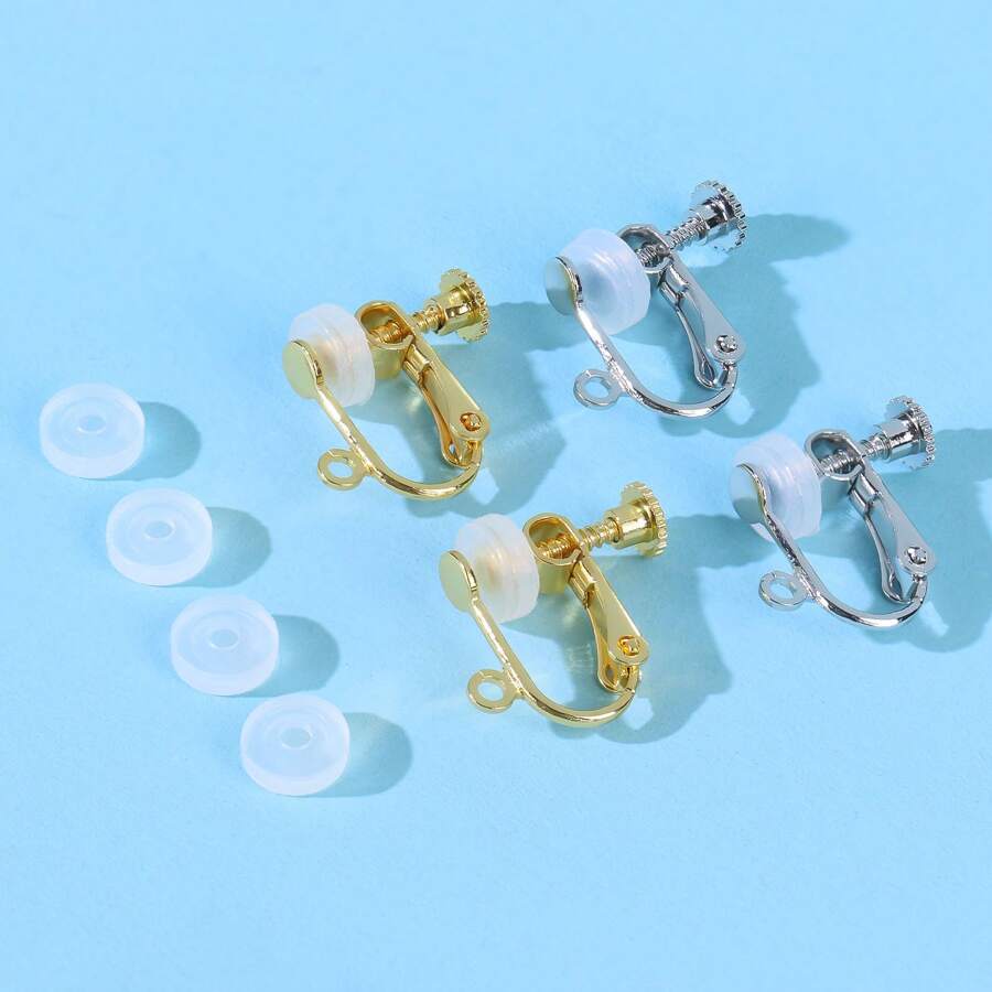 4 Pieces Clip-On Earrings Converter Components With Post For Non-Pierced Ears And Comfort Earring Pads
