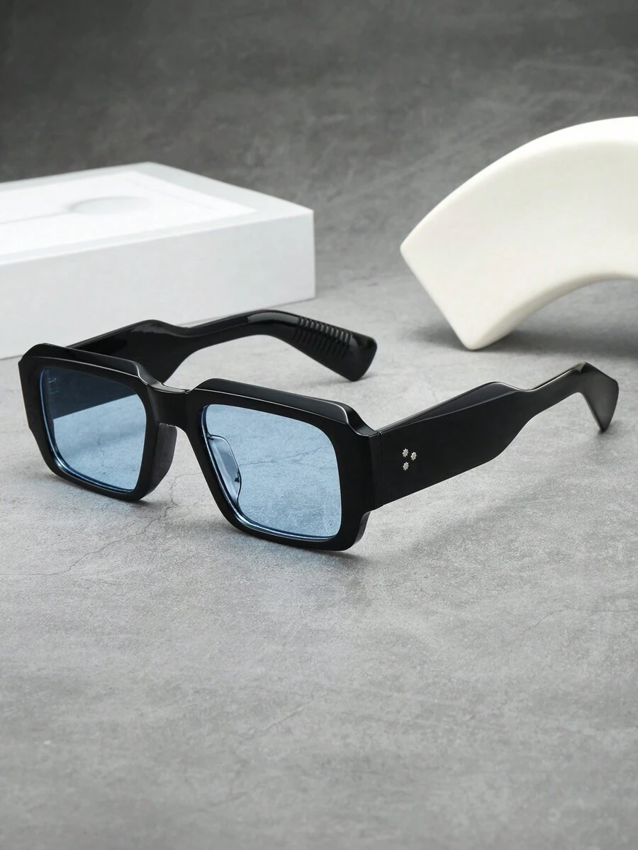 1pc Men's Square Thick Frame High-Quality Personalized Fashionable Glasses, Suitable For Driving, Travel, Leisure, Outdoor Sports And Daily Wear