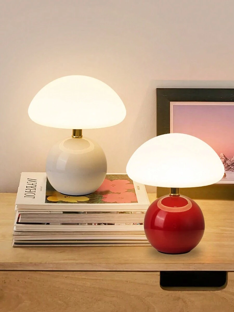 1 PC LED Portable Mushroom Decorative Lamp With USB Plug, Push Button Switch, Three Colours Changing Light, Reading Desktop Table Lamp, Outdoor Camping Night Light, Suitable For Dining Room, Bedroom, Living Room, Office Home Decoration, Holiday Gift For Friends
