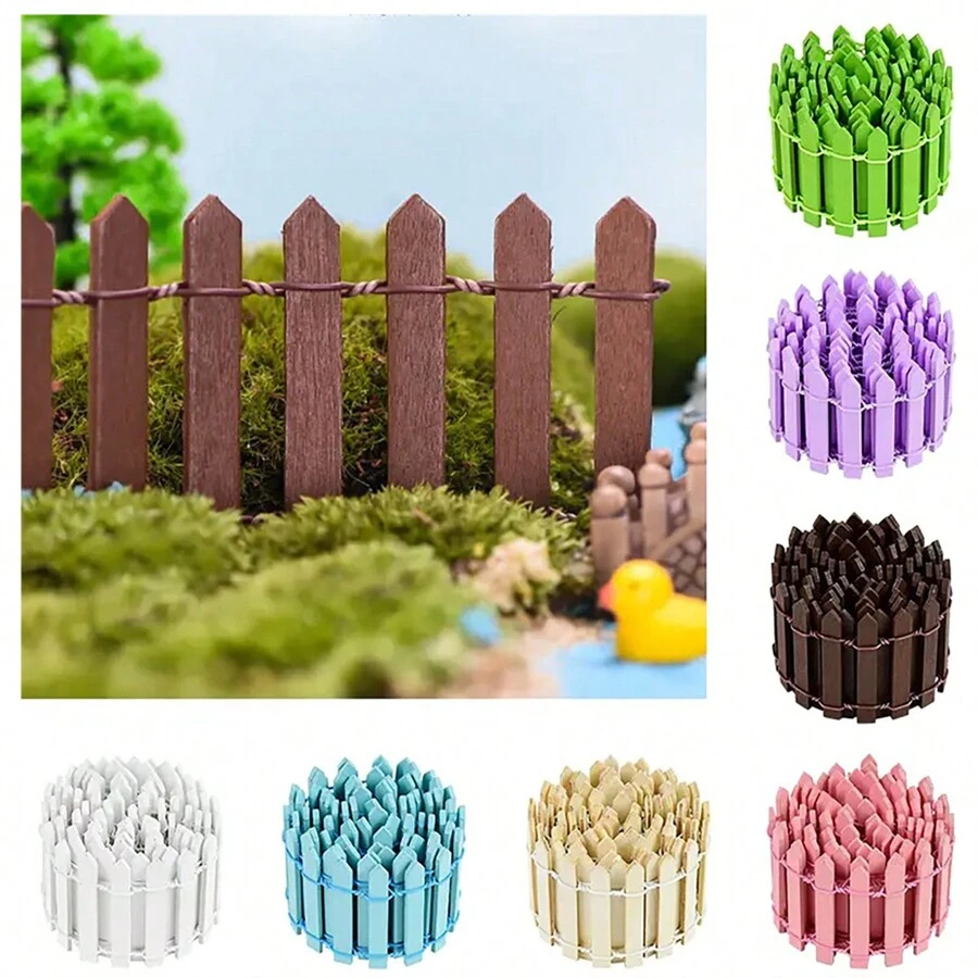 1pc 35" Miniature Fairy Garden Fence, Decorative White Wooden Pointed Picket Fence, Mini Wooden Garden Fence For Crafts, DIY Model Projects, Toy House, Flower Pot