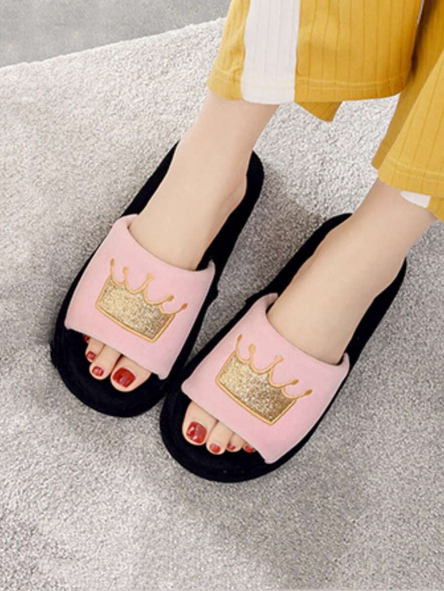 Anti Slip Indoor Slippers, Crown Opening Slippers, Simple And Elegant, Fashionable And Cute, Household Slippers, Household Shoes Floor Slippers