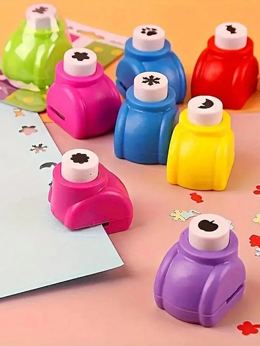 6 Stücke/3 Stücke/1 Stück Mini Prägemaschine, gemischte Farben, kreatives tragbares Papier Schneid- und Prägenwerkzeug für Scrapbooking, Grußkarten, Zeitschriftendekoration, Geschenke zum Schulanfang