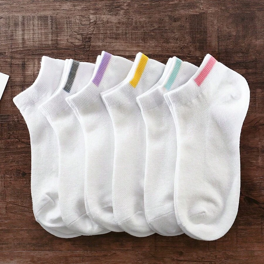 6 Pairs Women Short Socks Low Vamp Socks Cute Boat Socks Short Tube Solid Color Deodorant Ladies Lightweight Socks, Spring/Summer/Autumn