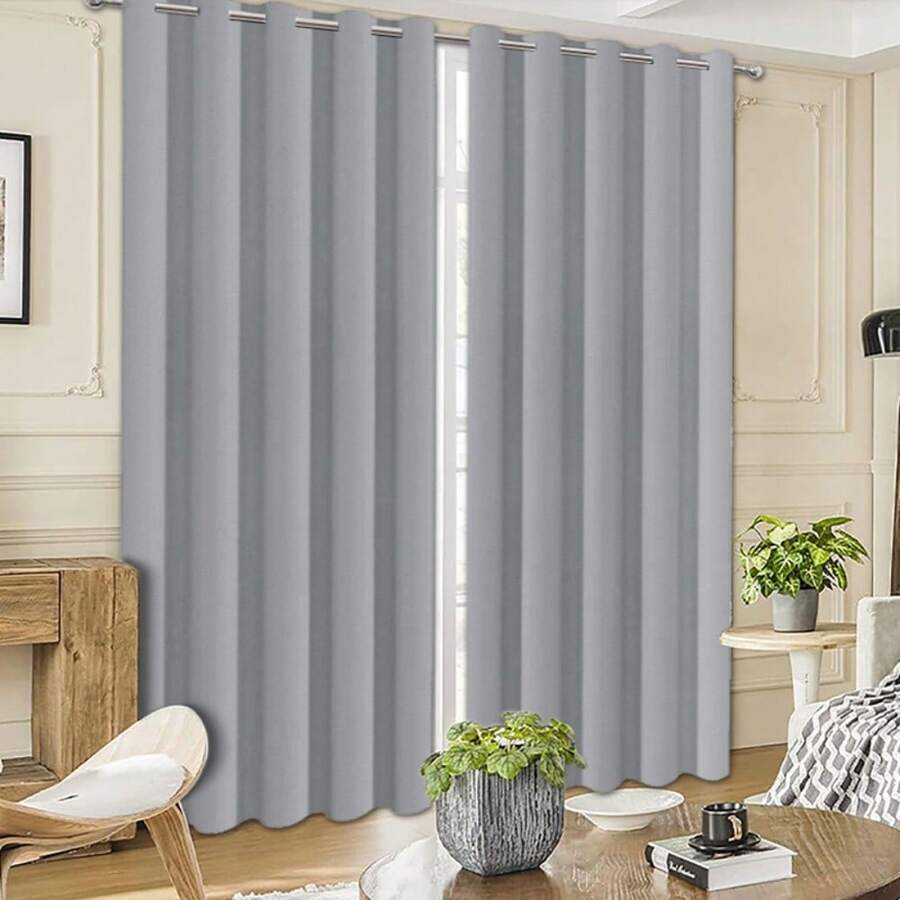 2PCS Blackout Curtains For Bedroom Living Room Eyelet Ready Made Window Curtain Pair