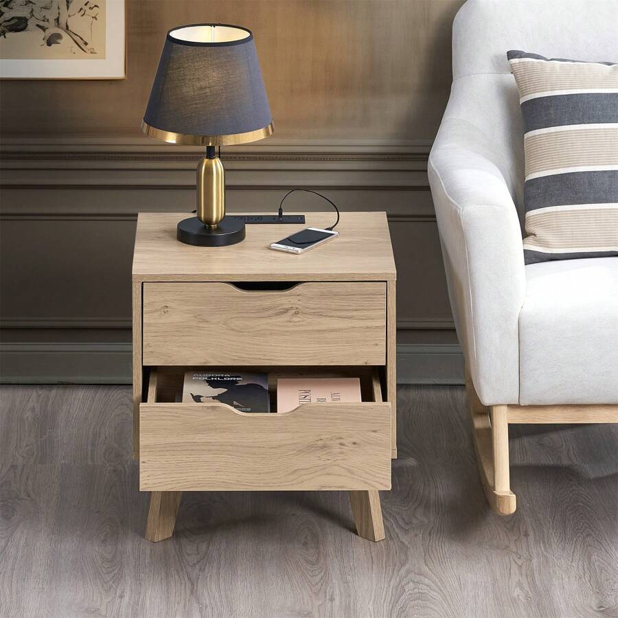 MoolSun Bedroom Furniture - Drawer Slides And Interlocking Pre Assembled, Easy To Assemble, Natural Oak