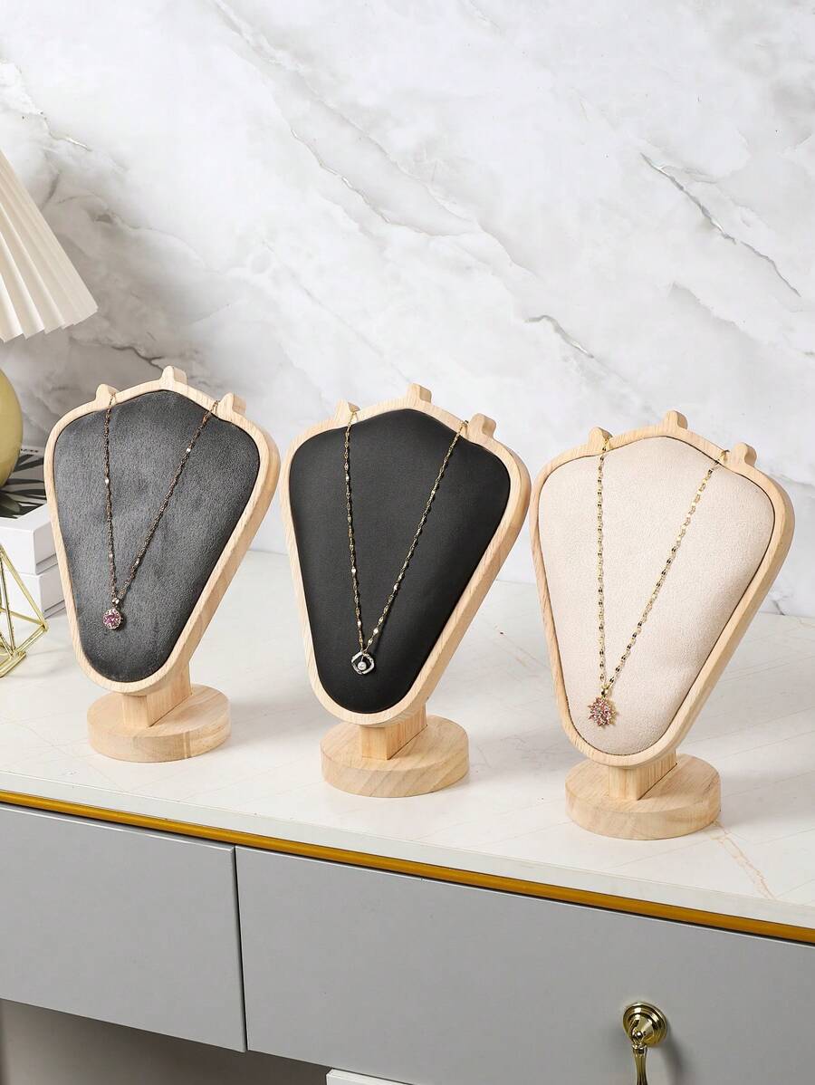 1pc Minimalist Wooden Model Figure Necklace Holder, Jewelry Organizer Display Stand, Home Decor & Jewelry Shop Display Prop