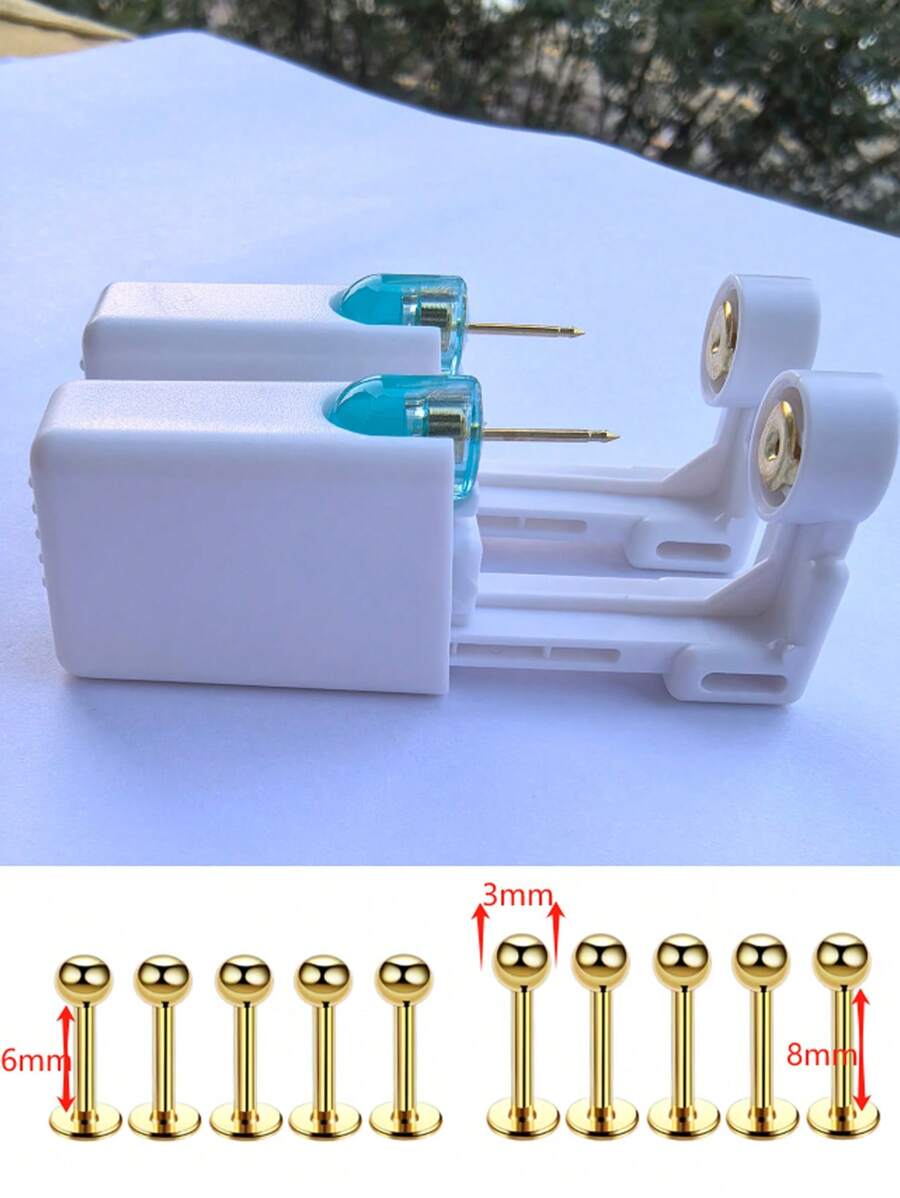 12pcs/Set Ear Piercing Unit Cartilage Tragus Helix Piercing Gun NO PAIN Nose Piercer Tool,For Men And Women's Fashion Carnival Gift
