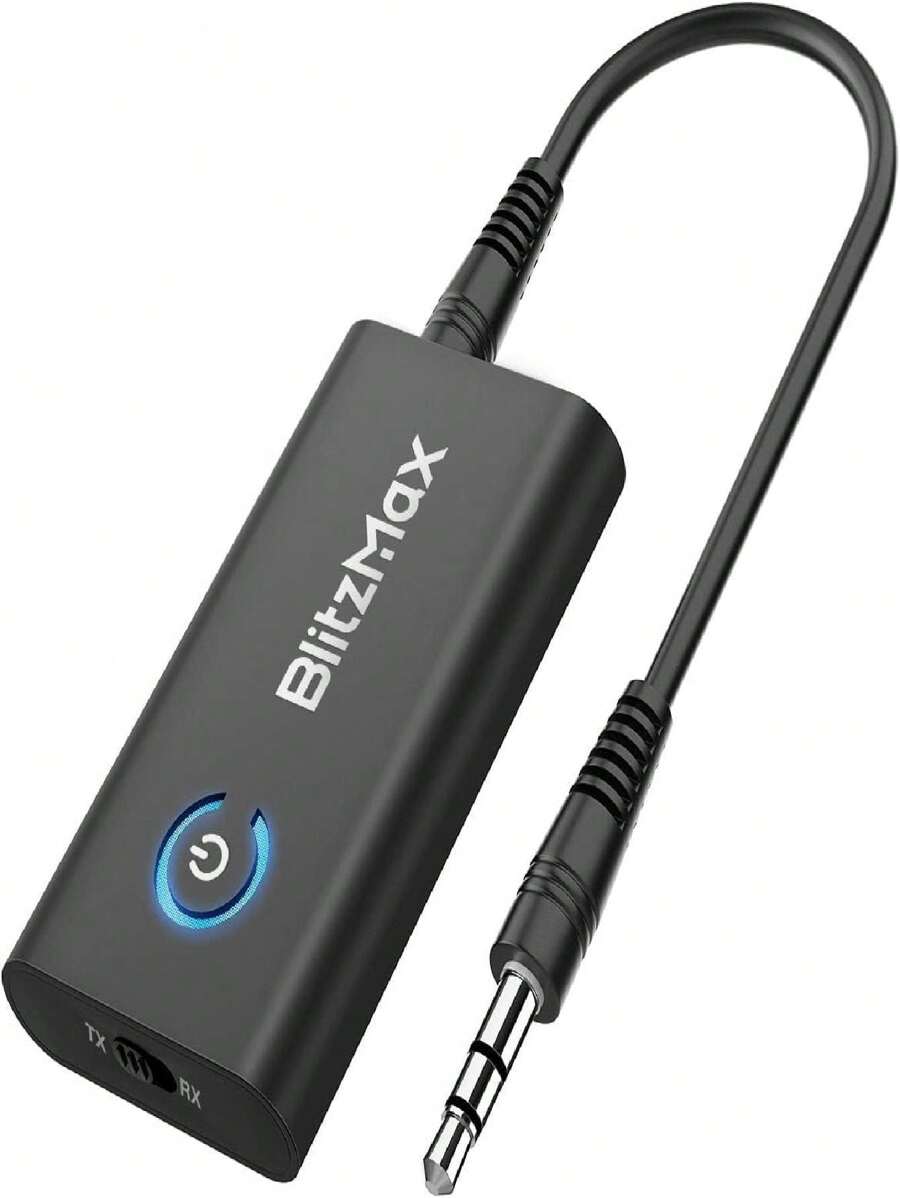 Bluetooth 5.2 Adapter Transmitter, Bluetooth Receiver 2-In-1 Mini Wireless Transmitter/Receiver With 3.5mm Audio Cable, Dual Link AptX Adaptive Bluetooth Adapter For Airplane/PC/TV/Car/Gym