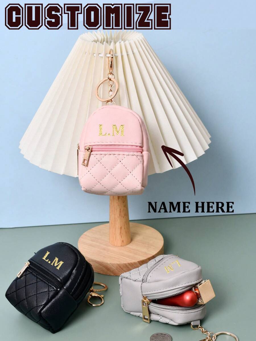 CUSTOM Multifunctional Keychain Wallet, Christmas Gifts,Personalised Name Key Wallet, Key Chain, Headphone Bag, Key Bag, Lipstick Storage Bag,Personalized Gifts For Couples For Kids Birthday Gift Small Wallet Letter Customization Mini School Bag, Coin Storage Bag