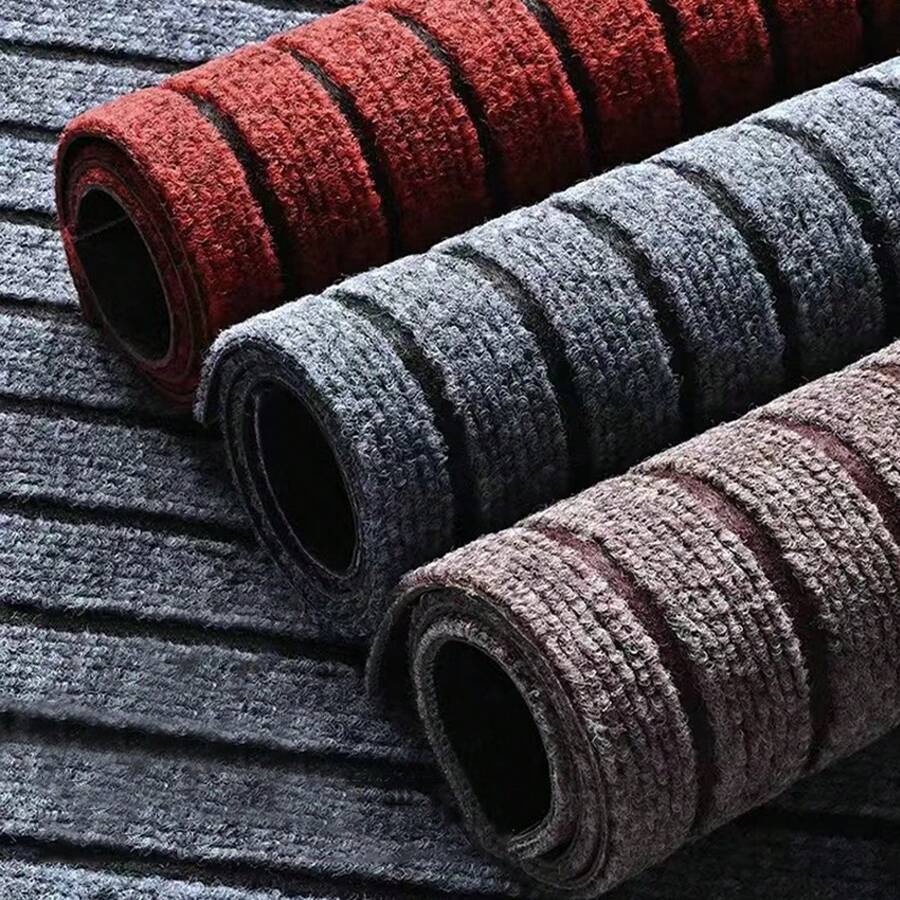 1pc Kitchen Dining Room Carpet Anti Slip Door Mat, Solid Color Stripe Kitchen Carpet Floor Mat, Easy To Clean, Suitable For Hallway, Kitchen, Dining Room, Bathroom, Entrance Door Mat