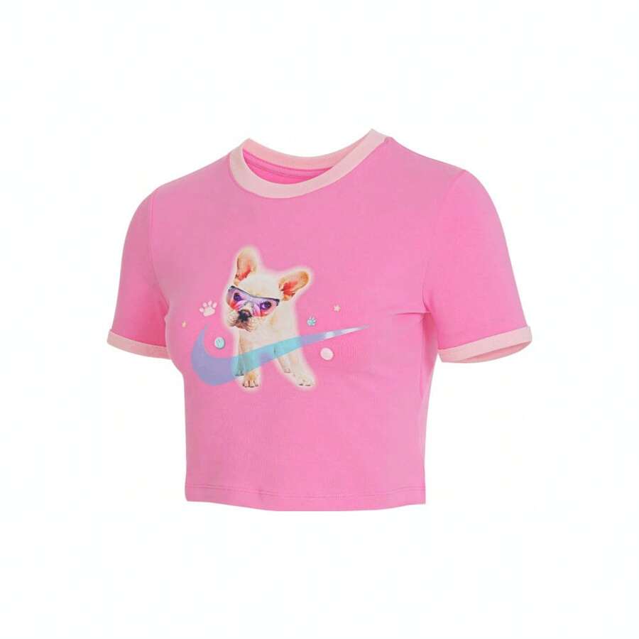 Nike 2024 Women's AS W NSW TEE SLIM CRP GC T-Shirt Knit Collarless Short THM4621-675