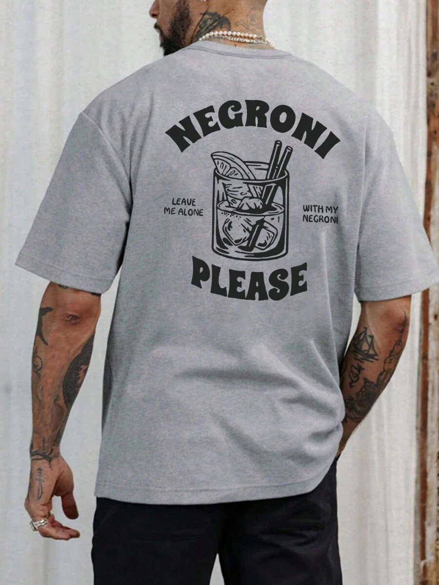 Men's Letter Print Casual Crew Neck Short Sleeve T-Shirt