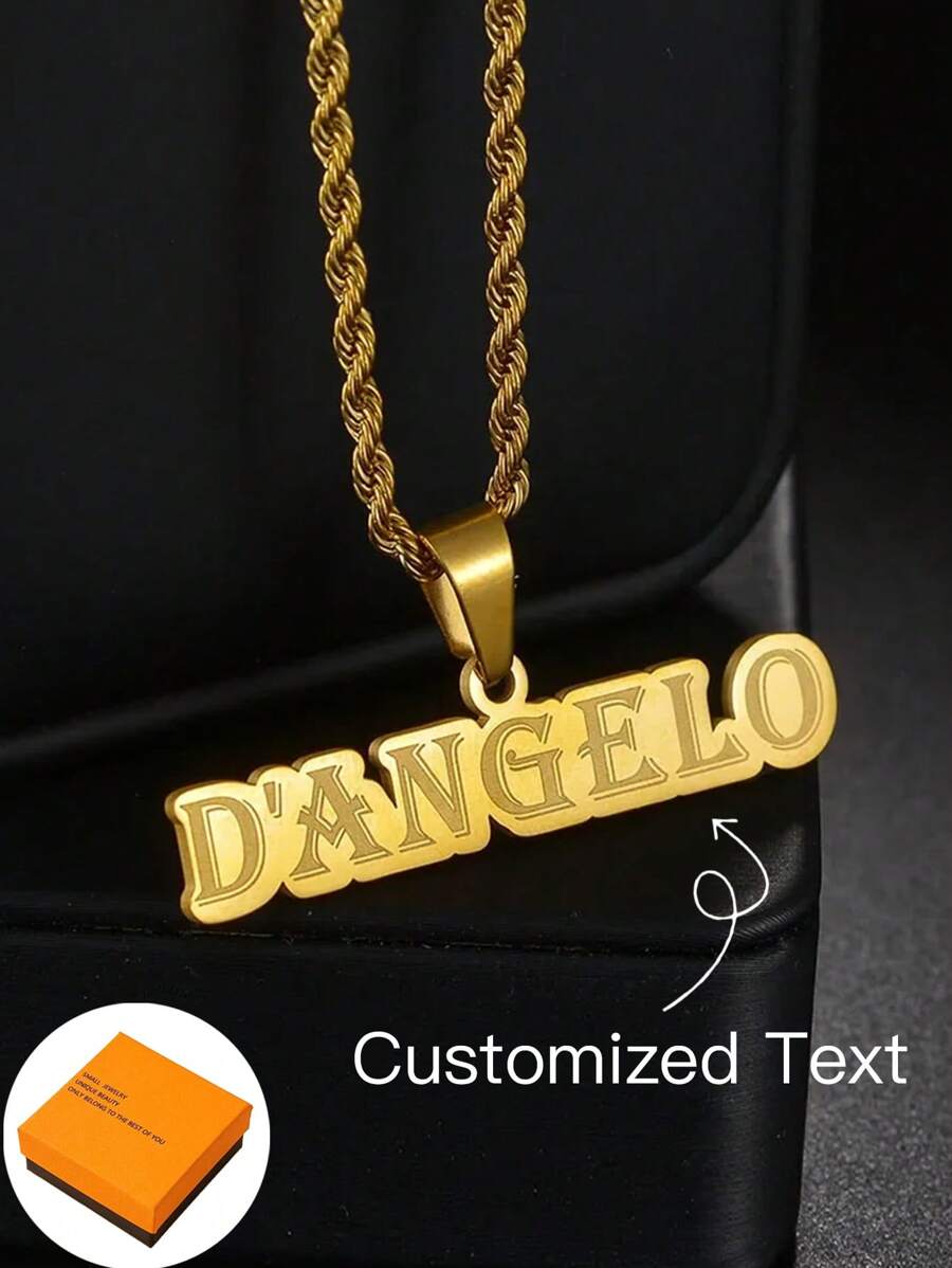 1PC Women's Custom Name Stainless Steel Necklace, Letter Plated Jewelry, Rotating Chain, Pendant, Jewelry Gift, 2024, Customizable Name Simple Daily Style, Products Include Gift Boxes, Valentine's Day Gifts, Birthday Gifts, Mother's Day Gifts, Daily Gifts Valentines