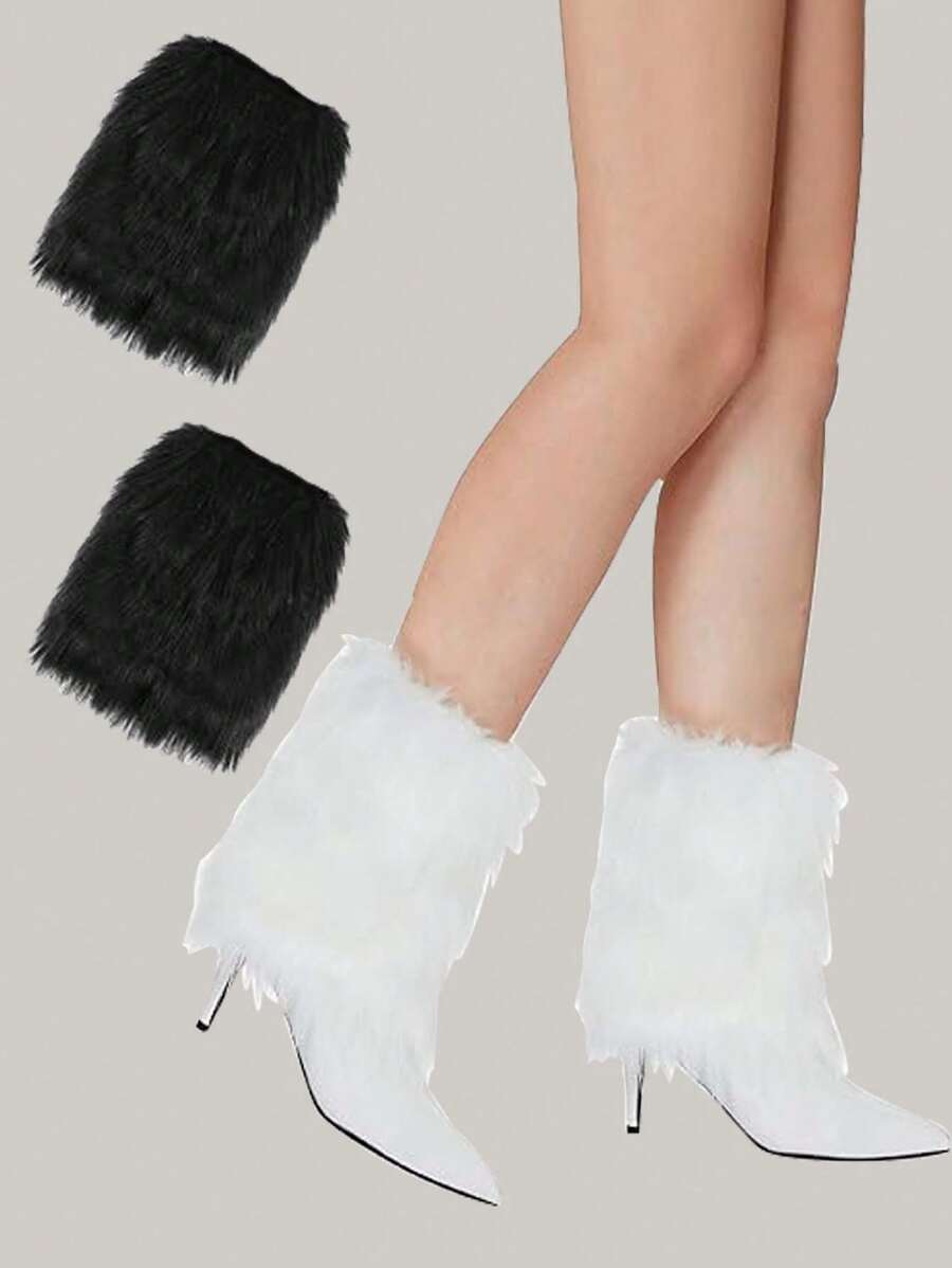 1pair Autumn/Winter Harajuku Y2k Warm Stocking Women Imitation Fur Fur Sweet Cool Spice Bungee Dee Leg Cover