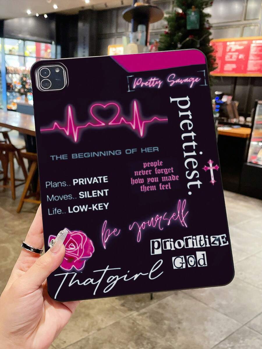 Valentines Slogan IPad Black Matte Tablet Case, Letter Print Black Soft Silicone Tablet Protective Cover Compatible With IPad 9th Gen (10.2-Inch), Multi-Color - IPad Pro 11-Inch 2021 And Other IPad Models