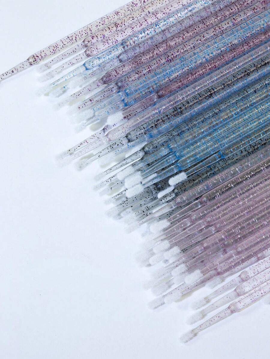 100 pièces/50 pièces Brosse micro jetable à manche en cristal pour extension de cils, tête de brosse micro rose et noire jetable. Brosse micro jetable pour visage et cosmétiques micro, convient pour les voyages et les retouches quotidiennes