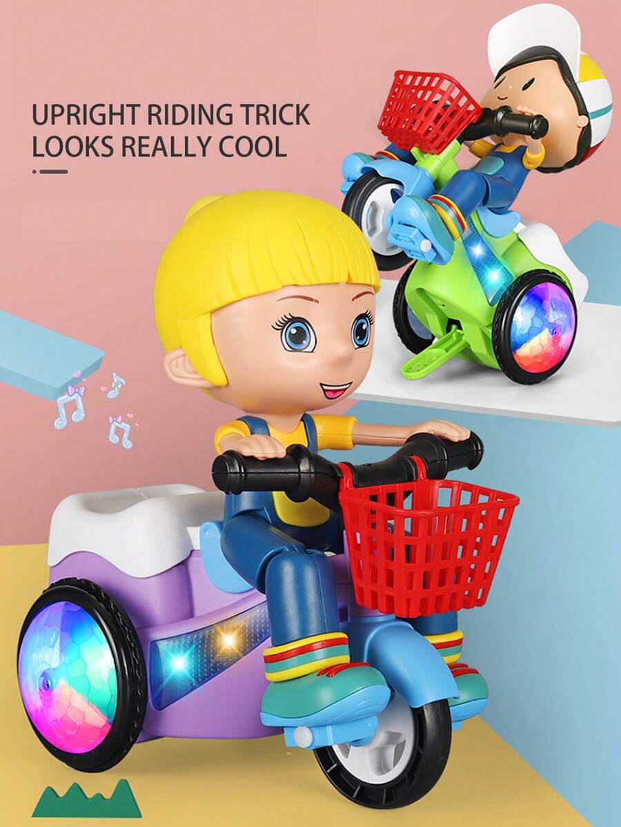 1 Stück Spielzeug Stunt-Dreirad, Elektrisches Spielzeug-Dreirad, interaktives Kinderspielzeug mit Musik & Licht, 360° drehendes Stunt-Dreirad, tanzendes Cartoon-Spielzeugauto, Geschenke für Mädchen und Jungen zum Geburtstag