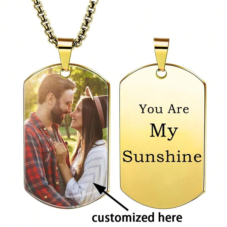 Gepersonaliseerde 18K vergulde roestvrijstalen foto-hondenpenningketting, gepersonaliseerde kleurrijke fotoketting, cadeau voor geliefden, verjaardag/Thanksgiving/Valentijnsdag/Kerstmis