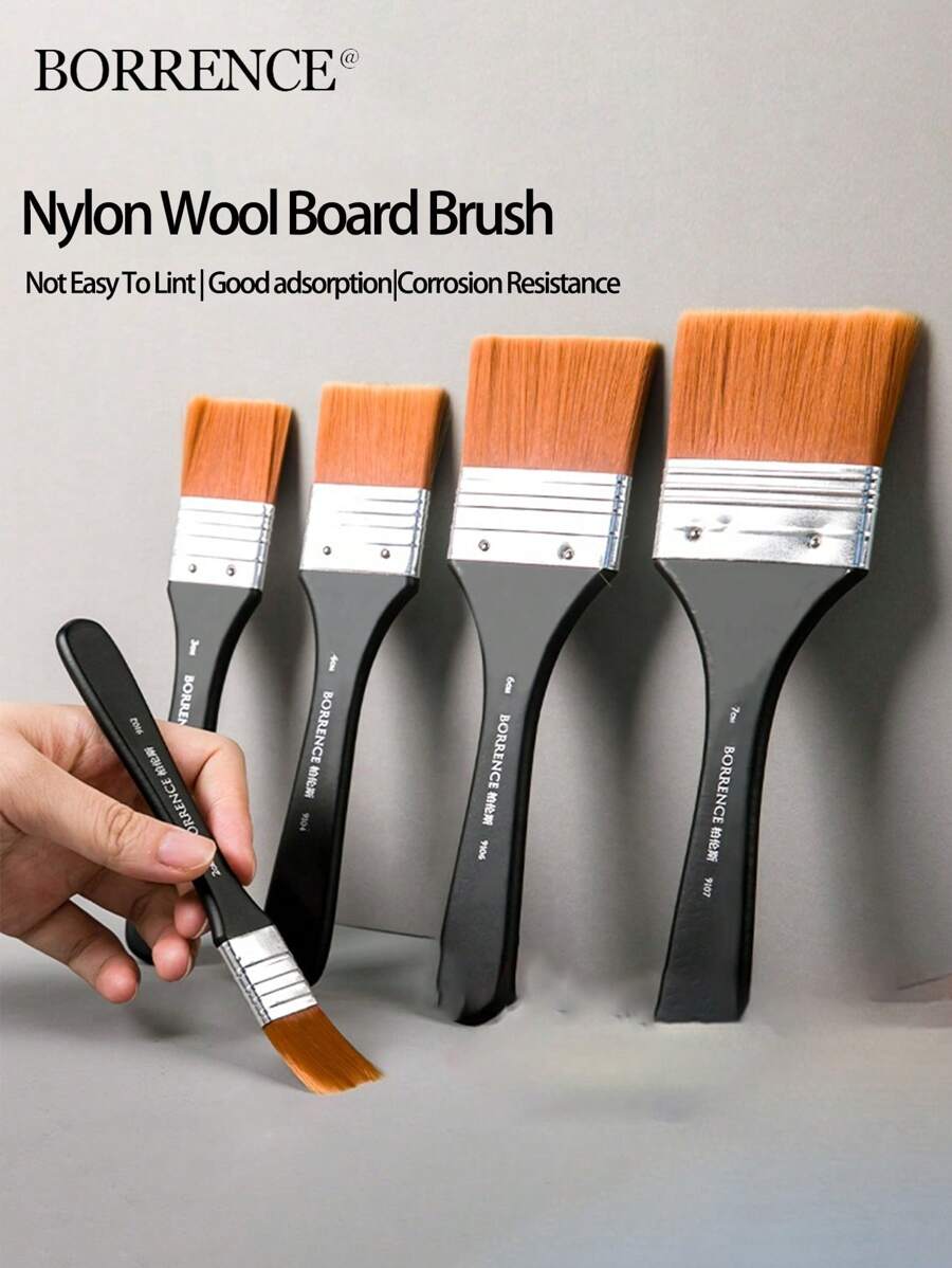 Fournitures de peinture et de bureau BORRENCE : Pinceaux à poils de nylon, manche en bois, pour acrylique, huile, aquarelle. Articles de papeterie artistique pour la rentrée scolaire