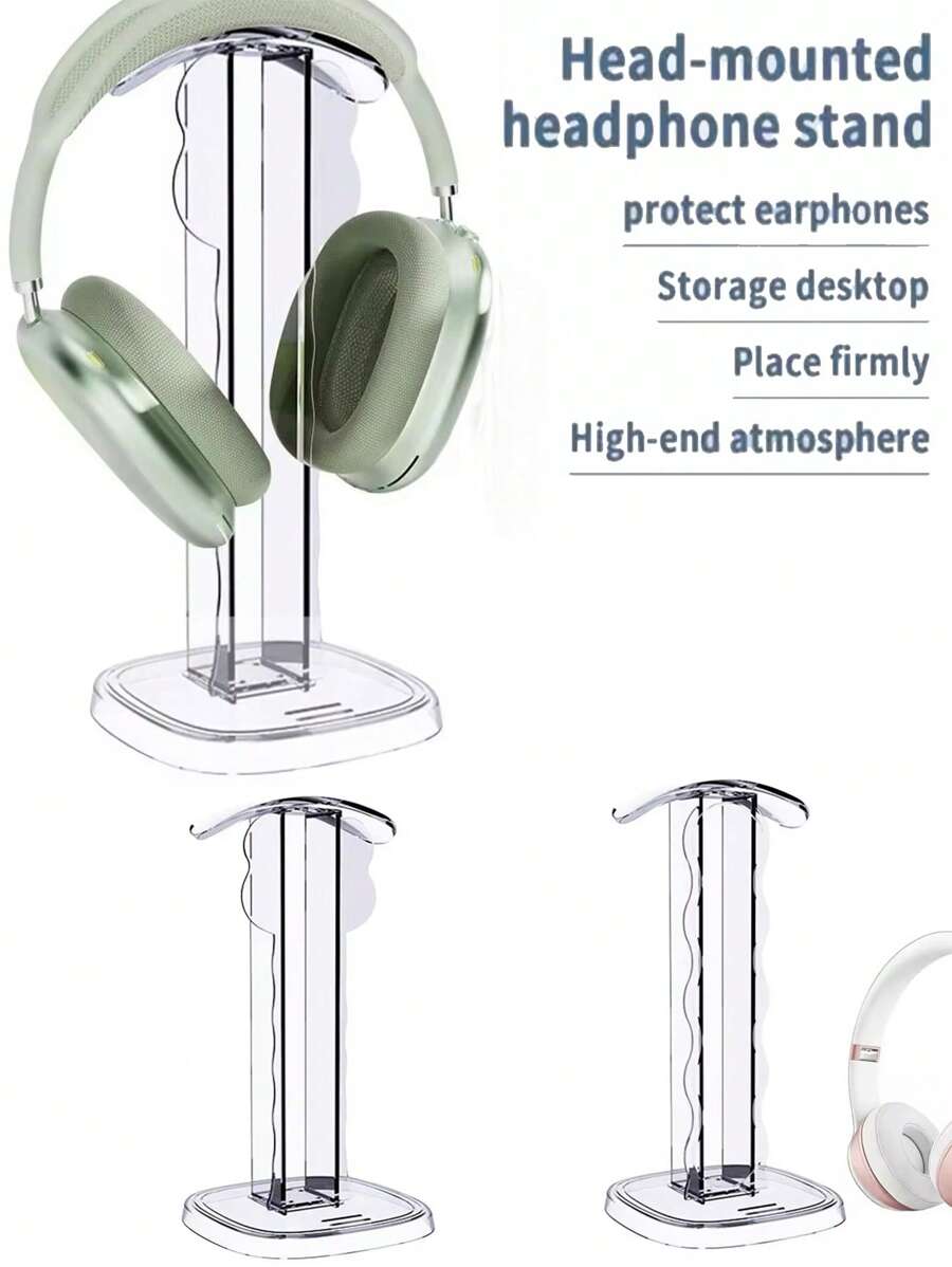 1PC-Non-Slip And Stable, Minimalist Design, Detachable, Transparent Acrylic, Game Accessories, Storage Display Stand, Headphone Storage Stand, Headphone Hanger, Suitable For Head-Mounted Gaming Headphones