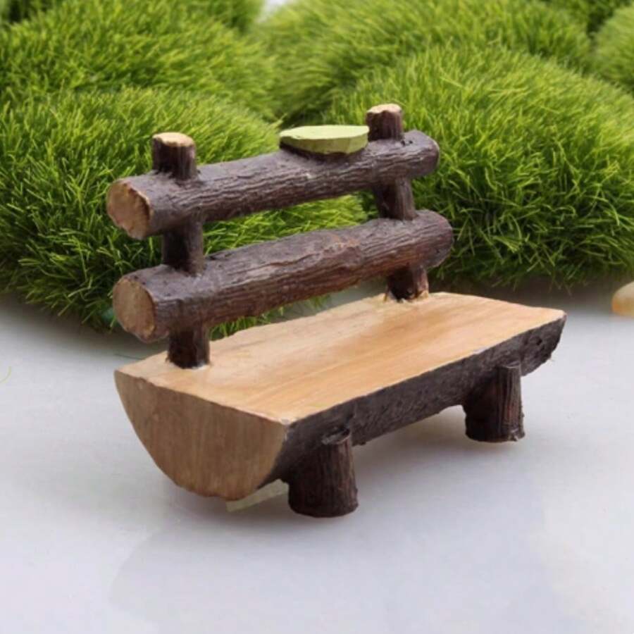 6.5cm Artificial Wooden Chair For Miniature Landscape, Suitable For Planter, Aquarium Decorations, Home Decor
