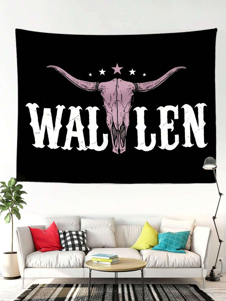 1 Stück universelle, spaßige Wandteppich mit Westernstier-Schädel-Motiv, personalisierter Polyester-Wandteppich geeignet für Studentenwohnheime, Zimmer, Schlafzimmer, Wohnzimmer Wanddekoration, inklusive kostenlosem Installationszubehör, ein ideales Geschenk, Heimdekoration, Zimmerdekoration, Raumfahnen, Raumartikel, Wandteppich
