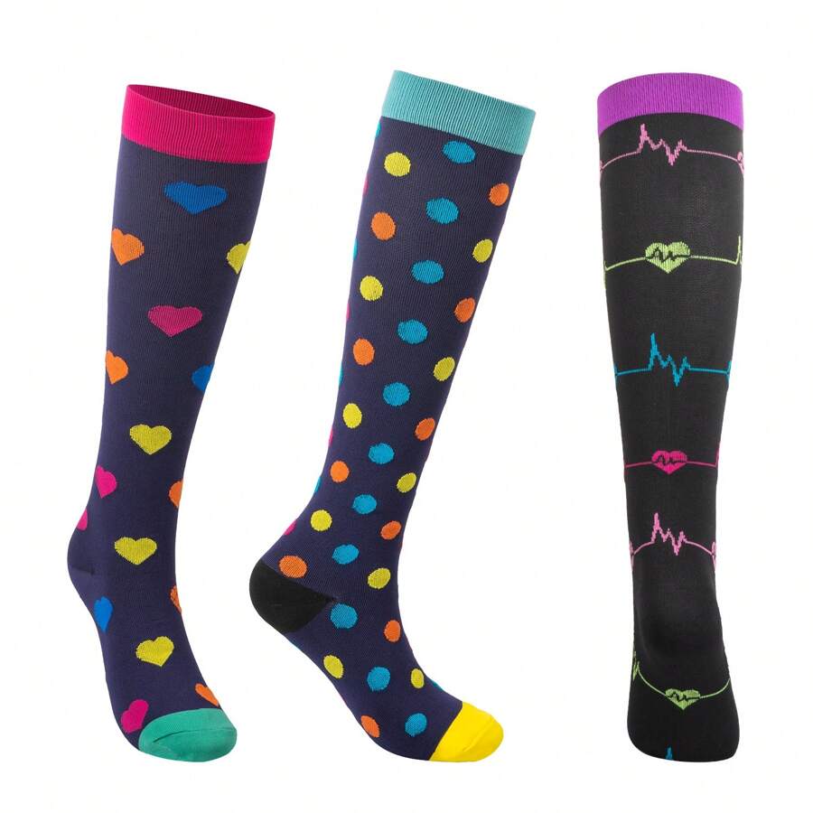 3 pares de calcetines tubulares casuales y deportivos para hombres y mujeres, para ejercicios de adelgazamiento, ciclismo, correr, saltar la cuerda, calcetines hasta el pantorrilla