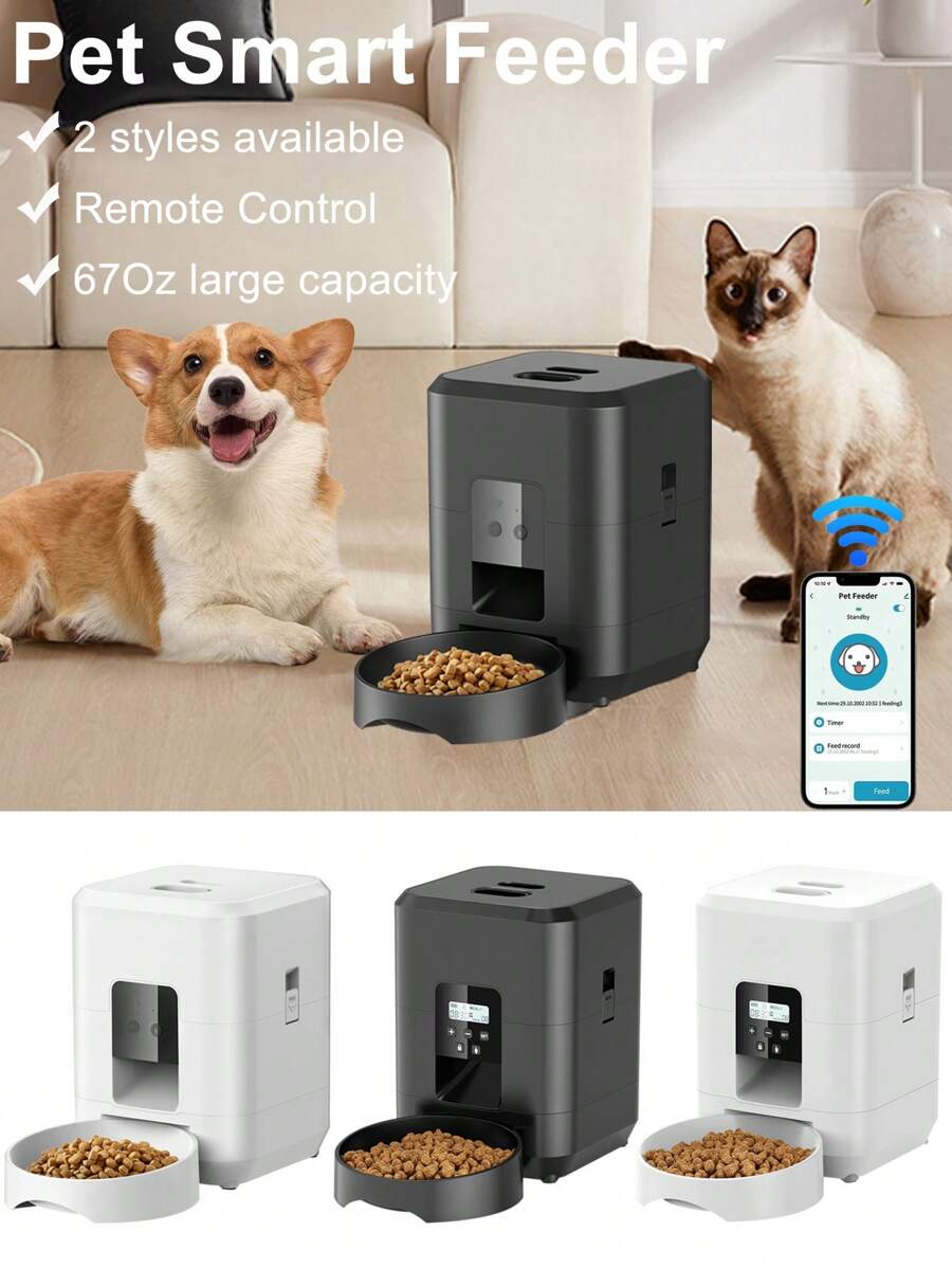 NEW Intelligent Pet Feeder, 67.6 Oz Food Capacity, 0.53 Gallon, Automatic Timed Dog/Cat Feeder With Stainless Steel Bowl, Programmable By Button Or APP/WiFi (Upgraded Model)
