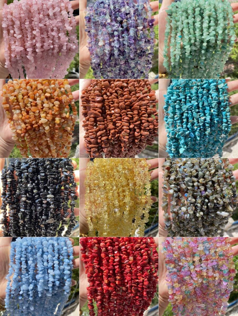 1 Package 100/200pcs Natural Stone Agate Crystal Asymmetrical Semi-Precious Stone With Shaped Loose Beads Perforated Gravel DIY Bracelet Necklace Earrings Jewelry Making Accessories