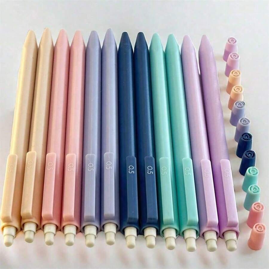 Ensemble de 12 crayons à papier mécaniques pastel : légers, rétractables avec des pointes de 0,5/0,7 mm pour l'art et l'écriture, poignée confortable pour la rentrée scolaire