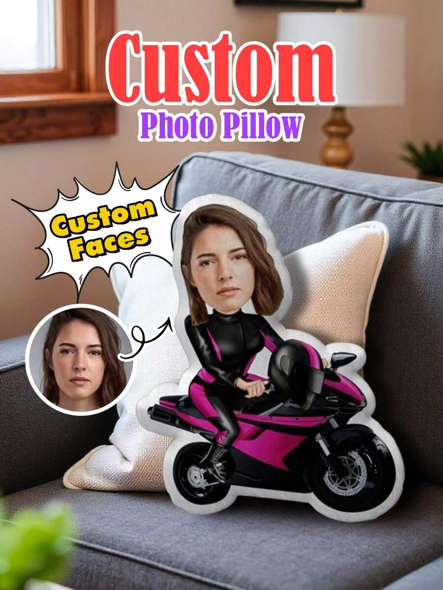 1pc Custom Pillow, Custom Face Pillow, Personalized Minime Throw Pillow - Custom Photo Design For Her Or Him, 3D Pillow, Body Shaped Plush, Double-Sided Printing, Unique Gift For Boyfriend, Girlfriend, Mom, Dad, Friends, And Family - Ideal For Indoor, Sofa, Bed, Car, Tea Room, Bedroom, Living Room Decor