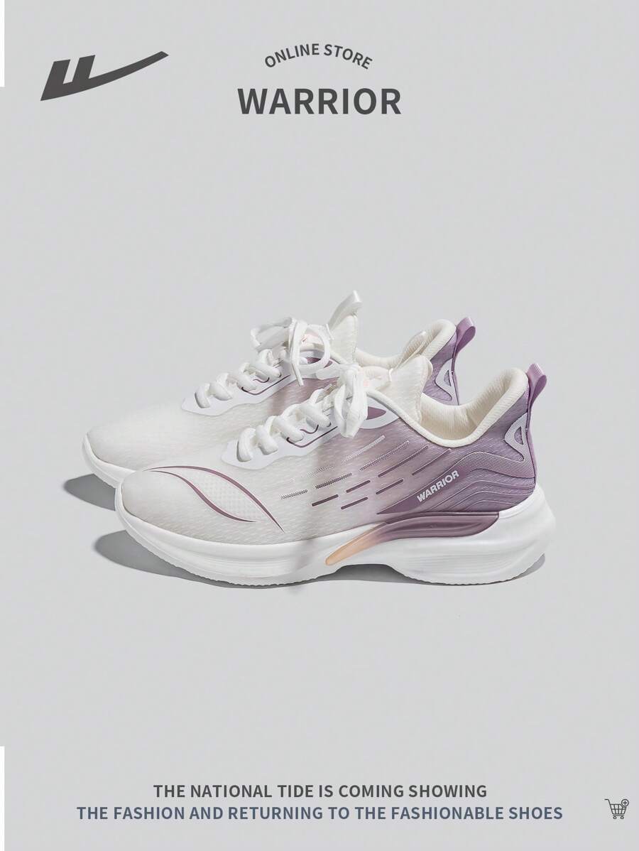 Women's Lace-Up Ombre Color Running Sneakers, Lightweight, Shock-Absorbing, Anti-Slip, Durable Soft Sole Casual Sports Shoes