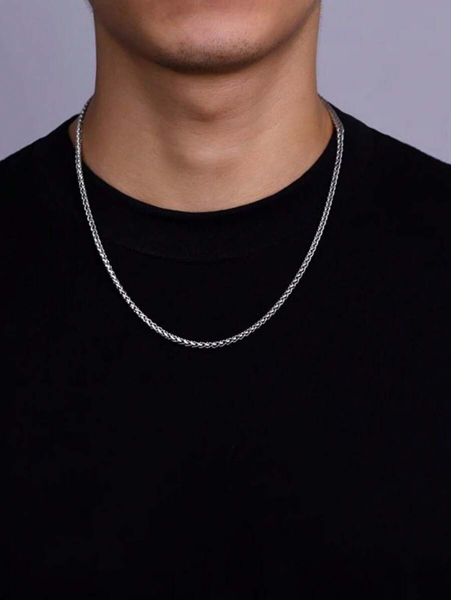 1pc S925 Sterling Silver Minimalist Style Unisex Necklace, Layerable Fashionable Clavicle Chains For Men & Women, Suitable For Daily Casual Wear & Jewellery Gift
