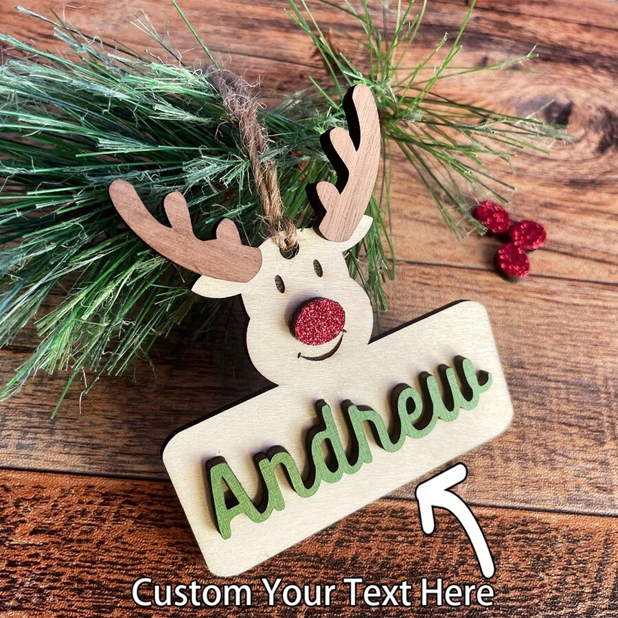 Customized Wooden Christmas Ornament, Deer Shaped Decoration, For Christmas Tree Or Car, Christmas Gift For Friends And Family
