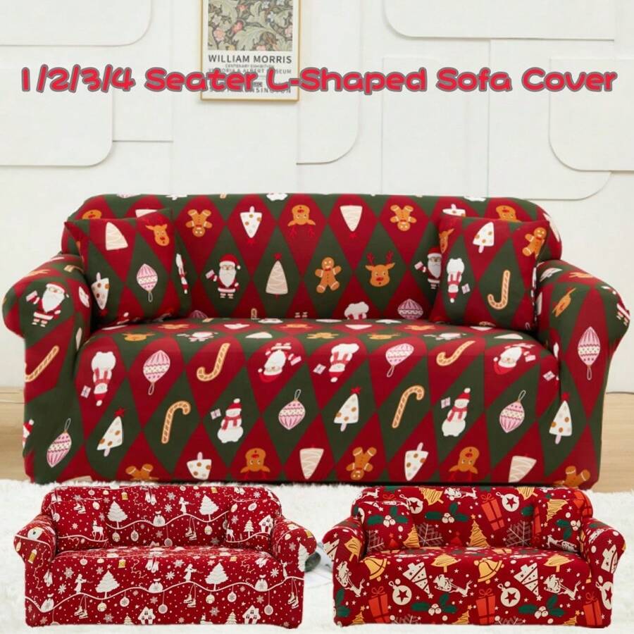 1 pièce Diverses styles de housse de canapé imprimée en soie de lait de Noël antidérapante pour salon, chambre à coucher. Housse de canapé d'angle élastique à carreaux, résistante à la poussière pour canapé 1/2/3/4 places. 1 place : convient pour les canapés de 90-125 cm (35-49 po) de long / 2 places : convient pour les canapés de 145-170 cm (57-67 po) de long / 3 places : convient pour les canapés de 190-210 cm (74-83 po) de long / 4 places : convient pour les canapés de 235-280 cm (92-110 po) de long
