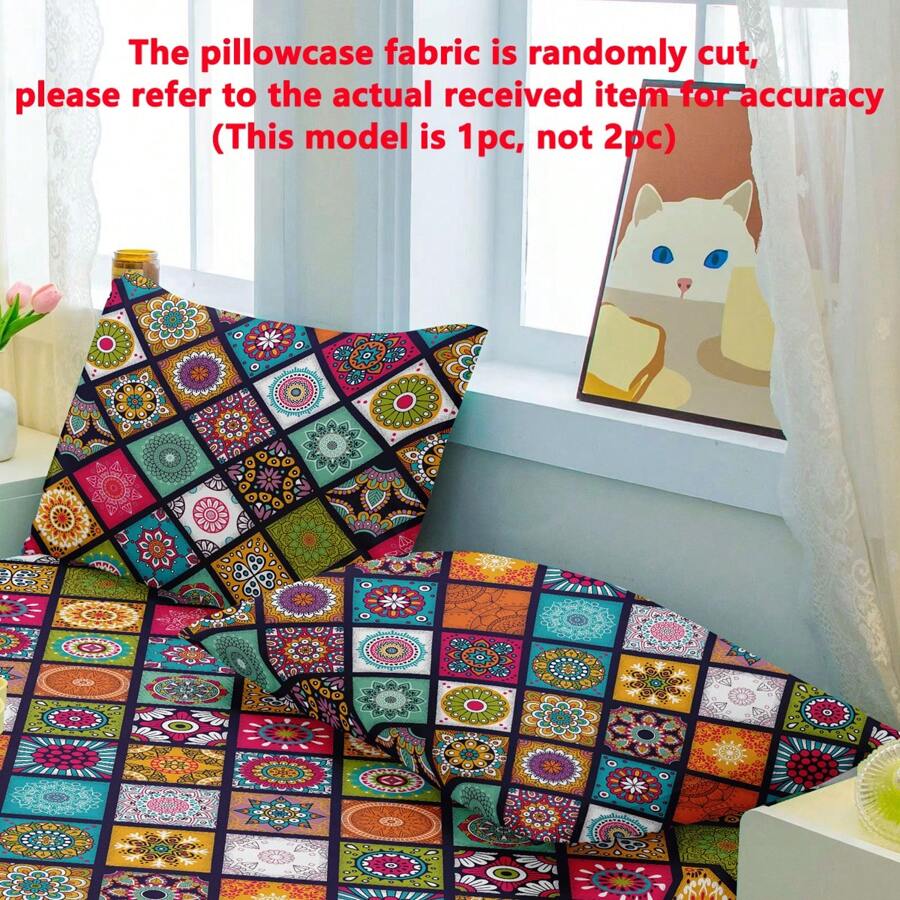 1 Stück Kissenbezug mit Boho Muster, mit Bürsteffekt, weicher Kissenbezug mit Klettverschluss für Schlafzimmer, Bettwäsche