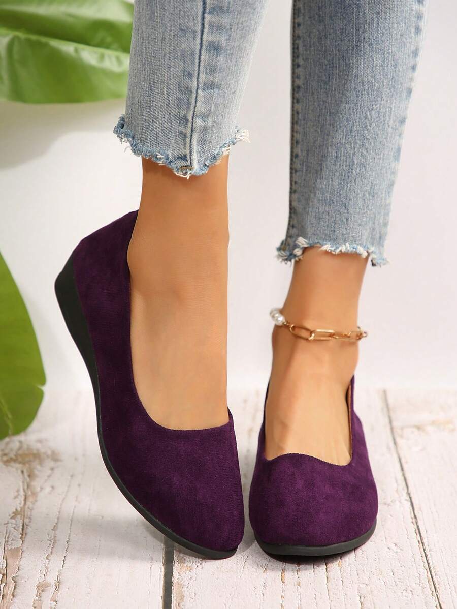 Women's Fashion Plus Size Low Heel Flat Shoes, Non-Slip New Casual Slip-On Shoes For Small Feet To Increase Height, French Low Vamp Loafers, Comfortable Breathable Moccasins, Pointed Toe Oxfords, All Seasons