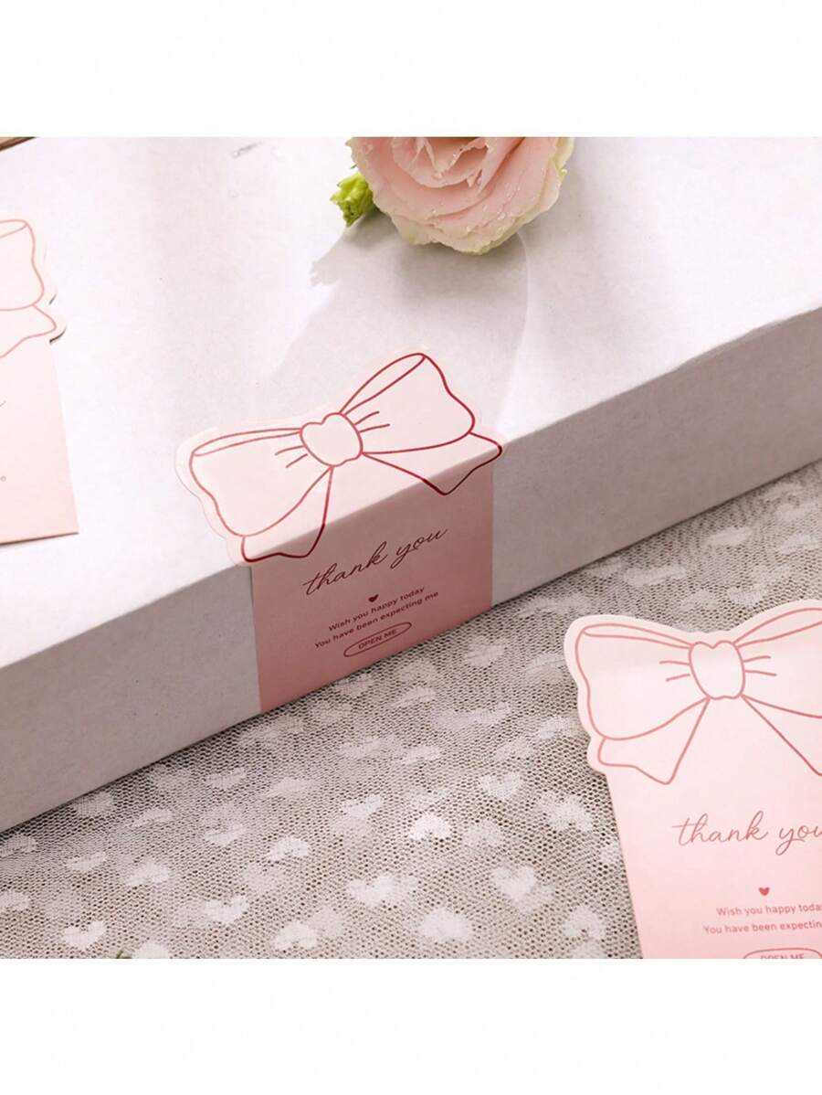 10/20/30/50/100 stuks roze strik "Bedankt" stickers, cadeaubonnen, geschikt voor vakantiedecoraties, stickers voor het verzegelen van geschenkdozen/-zakken