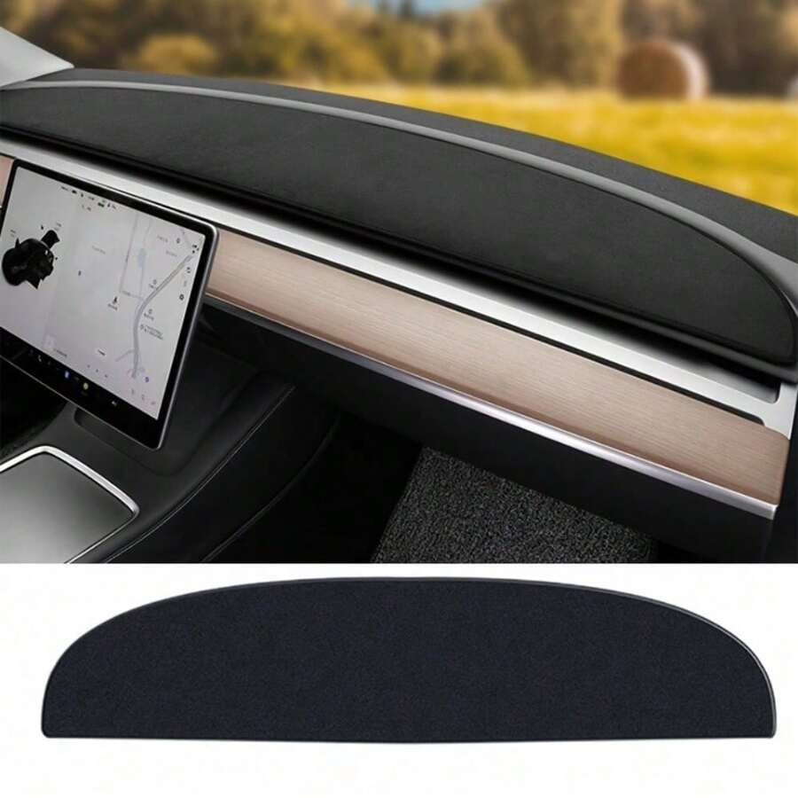For Tesla 2017-2023 Model 3 Model Y Dashboard Mat Flannel Dash Pad Sunshade Protector Anti-UV Dashboard Cover Sunshield Non-Slip Car Accessories