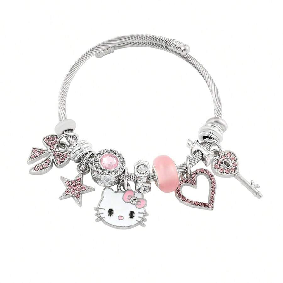 Sanrio 1Pc Kitten Cat Bracelet, Creative Bracelet, Sweet Gift For Women, Best Birthday Gift, Valentine's Day Gift, Party Gift