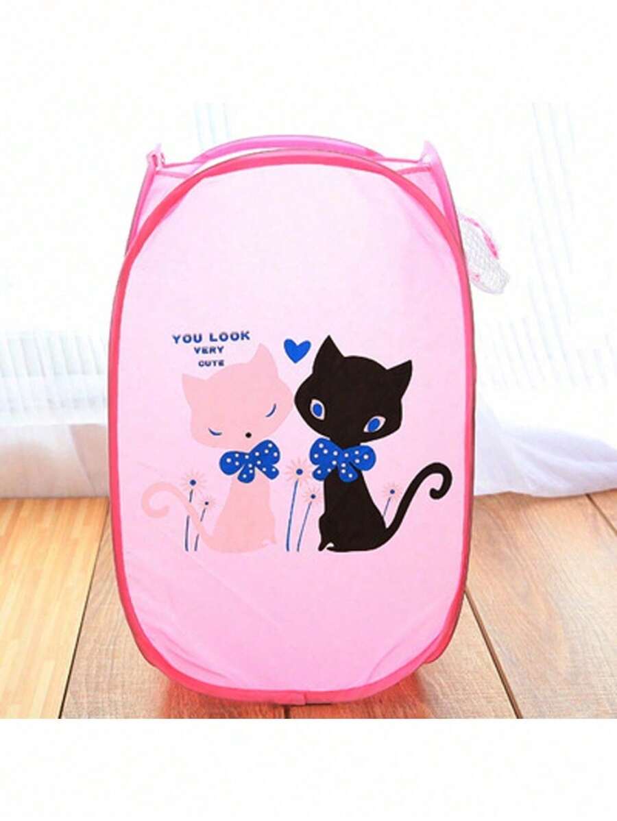 1pc Cartoon Animal Pattern Foldable Laundry Basket, Dirty Clothes Storage Boxlaundry Hamper,Washing Basketbathroom Organizer,Basket,Storage Basket,Foldable Laundry Basket