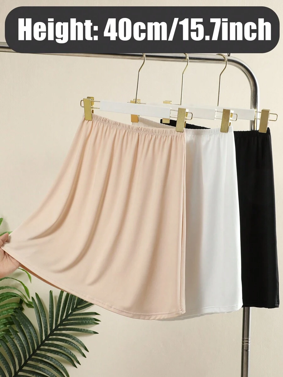 3 pièces/1 pièce, intérieur pour femmes, antistatique et anti-reflet, couleur unie, plusieurs tailles, bord plat, style dentelle, doublure, mi-corps, jupon, jupe taille, ceinture taille été, école automne, automne, Halloween