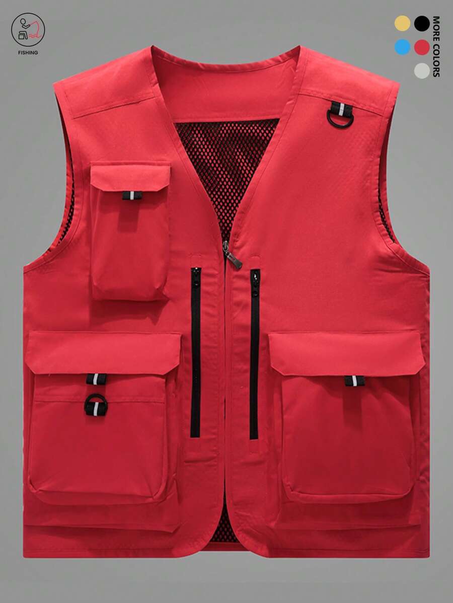 Chaleco de hombre informal con múltiples bolsillos para verano, 2024 novedad para actividades al aire libre, chaleco sin mangas con escote en V para fotografía, pesca y deportes